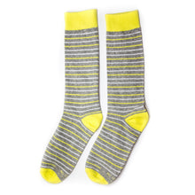 Load image into Gallery viewer, Yellow and Grey Striped Socks