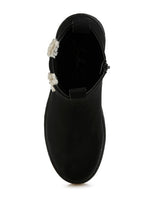 Load image into Gallery viewer, Mothman Faux Fur Detail Chunky Ankle Boots