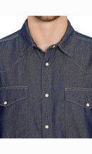 Load image into Gallery viewer, Mens Western Snap Front Button Shirt in Denim and Twill with a Stitched Yoke and Chest Pockets