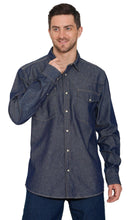 Load image into Gallery viewer, Mens Western Snap Front Button Shirt in Denim and Twill with a Stitched Yoke and Chest Pockets
