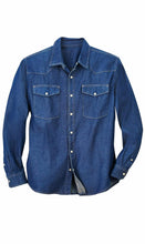 Load image into Gallery viewer, Mens Western Snap Front Button Shirt in Denim and Twill with a Stitched Yoke and Chest Pockets
