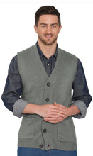 Load image into Gallery viewer, Men's Cashmere-Like Button Front Flat Knit Sweater Vest with front patch pockets