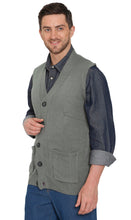 Load image into Gallery viewer, Men's Cashmere-Like Button Front Flat Knit Sweater Vest with front patch pockets
