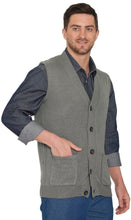 Load image into Gallery viewer, Men's Cashmere-Like Button Front Flat Knit Sweater Vest with front patch pockets