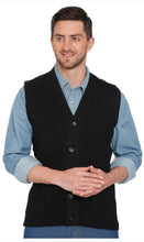 Load image into Gallery viewer, Men's Cashmere-Like Button Front Flat Knit Sweater Vest with front patch pockets