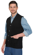Load image into Gallery viewer, Men's Cashmere-Like Button Front Flat Knit Sweater Vest with front patch pockets
