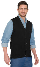 Load image into Gallery viewer, Men's Cashmere-Like Button Front Flat Knit Sweater Vest with front patch pockets