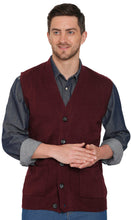 Load image into Gallery viewer, Men's Cashmere-Like Button Front Flat Knit Sweater Vest with front patch pockets