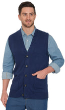 Load image into Gallery viewer, Men's Cashmere-Like Button Front Flat Knit Sweater Vest with front patch pockets