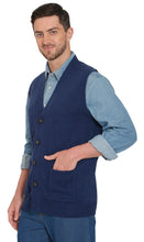 Load image into Gallery viewer, Men's Cashmere-Like Button Front Flat Knit Sweater Vest with front patch pockets