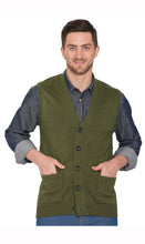 Load image into Gallery viewer, Men's Cashmere-Like Button Front Flat Knit Sweater Vest with front patch pockets