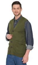 Load image into Gallery viewer, Men's Cashmere-Like Button Front Flat Knit Sweater Vest with front patch pockets