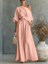 Load image into Gallery viewer, Cropped Off-Shoulder Top & Pants Two-Piece Set – 8 Colors, S–5XL
