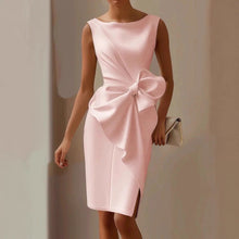 Load image into Gallery viewer, Women's Bow-Knot Sleeveless Midi Dress – High Waist A-Line