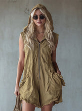 Load image into Gallery viewer, Women's Retro Hooded Zip-Up Sleeveless Cropped Jumpsuit