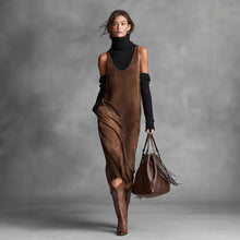 Load image into Gallery viewer, Women's Long Sleeve Shirt Dress | Elegant Straight-Cut Midi Dress for Work & Travel