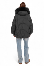 Load image into Gallery viewer, Verbier Genuine Fur Trim Down Fill Jacket in Black