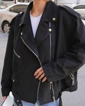 Load image into Gallery viewer, Dakota Eco Suede Aviator Jacket in Black