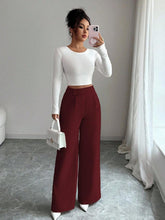 Load image into Gallery viewer, Women's High-Waist Straight-Leg Pants – Solid Color Button Detail Full Length
