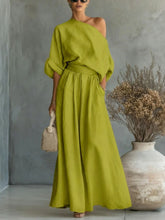 Load image into Gallery viewer, Cropped Off-Shoulder Top & Pants Two-Piece Set – 8 Colors, S–5XL