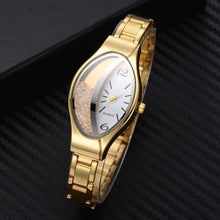Load image into Gallery viewer, Women Fashion Luxury Watch Leather Strap Women Bracelet Clock Ellipse Rhinestone PU Sport Quartz Watch Wrist Watches For Women and Girls