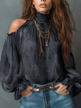 Load image into Gallery viewer, Women's Retro Cashew Print Off-Shoulder Blouse with Lantern Sleeves
