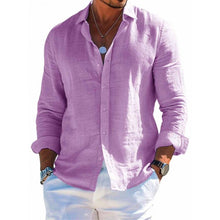 Load image into Gallery viewer, Men's Long Sleeve Shirt Casual Loose Lapel Button Top Solid Color Plus Size Blouse Clothing
