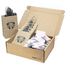 Load image into Gallery viewer, Customizable Groomsmen Gift Set Blush Light Pink Gray Argyle Men’s Dress Socks