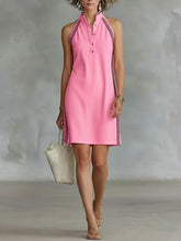 Load image into Gallery viewer, Women’s Sleeveless Button-Up Collar Shirt Dress