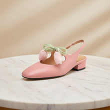 Load image into Gallery viewer, Women's French Style Leather Headband Sandals – Mid-Heel Round Toe