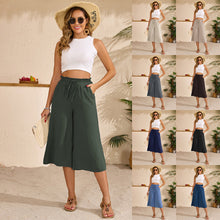 Load image into Gallery viewer, Women’s Elastic Cropped Wide-Leg Pants