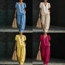 Load image into Gallery viewer, Women’s V-Neck Casual Two Piece Set