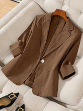 Load image into Gallery viewer, Women's Three-Quarter Sleeve Single-Button Casual Blazer