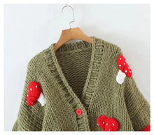 Load image into Gallery viewer, Women’s Mushroom Crochet Short Cardigan