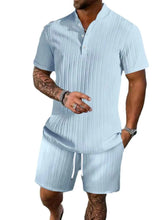 Load image into Gallery viewer, Men's Plus Size Short Sleeve Shirt and Shorts Set - Two Piece Summer Outfit