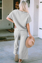 Load image into Gallery viewer, Solid Textured T-Shirt and Drawstring Pants Set