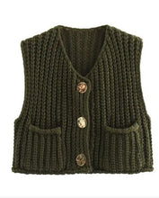 Load image into Gallery viewer, Sleeveless knit cardigan vest