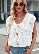 Load image into Gallery viewer, Sleeveless knit cardigan vest