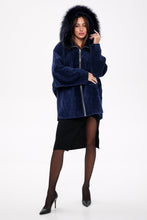 Load image into Gallery viewer, Genuine Shearling Silver Fox Trim Jacket