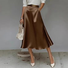 Load image into Gallery viewer, Women's Satin Solid Color Mid-Length Skirt – Slight Stretch