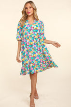 Load image into Gallery viewer, Bubble Sleeve Floral Ruffled Summer Dress For Women – Charming Floral Dress, Feminine Floral Dress, Trendy Bubble Sleeve Dress, Whimsical Ruffled Dress, Elegant Garden Party Dress, Romantic Floral Dress, Chic Bubble Sleeve Dress