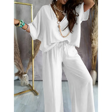 Load image into Gallery viewer, Women’s Lounge Set with Wide Leg Pant