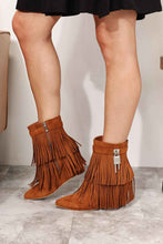 Load image into Gallery viewer, Women's Tassel Wedge : Heel Ankle Booties