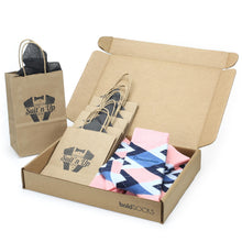 Load image into Gallery viewer, Customizable Groomsmen Gift Set Pink Blue Argyle Men’s Dress Socks