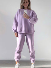 Load image into Gallery viewer, Women's Crewneck Sweatshirt & Jogger Pants Two-Piece Set – Loose Fit