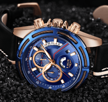 Load image into Gallery viewer, Men's Waterproof Sports Watch With Leather Belts, Chronometers Day View Fluorescent Pointers Unique Design Perfect Gift
