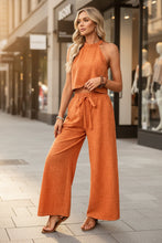 Load image into Gallery viewer, Women's Halter Neck Cropped Top & Wide-Leg Pants Two-Piece Set