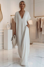 Load image into Gallery viewer, Women's Deep V-Neck Batwing Sleeve Lace-Trim Kaftan Maxi Dress