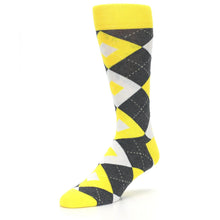 Load image into Gallery viewer, Daisy Gray Argyle Wedding Groomsmen Men’s Dress Socks
