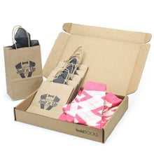 Load image into Gallery viewer, Customizable Groomsmen Gift Set Guava Bellini Pink Argyle Men’s Dress Socks